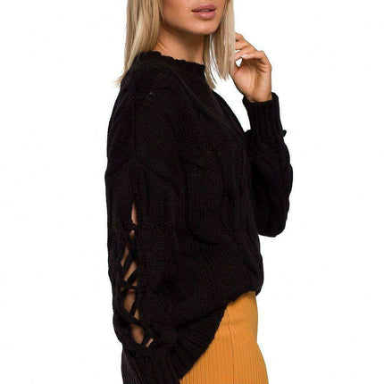 Stylish Cracked Sleeve Knit Pullover - Très Elite