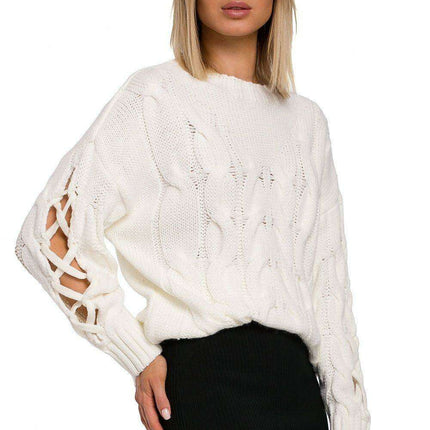 Stylish Cracked Sleeve Knit Pullover - Très Elite