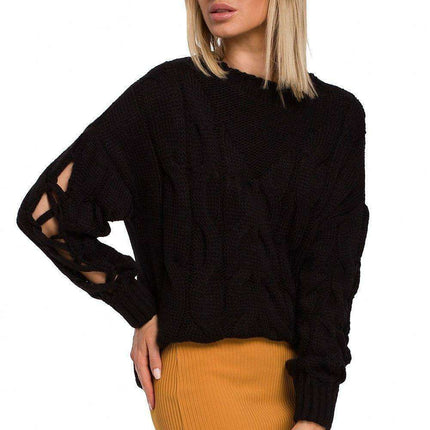 Stylish Cracked Sleeve Knit Pullover - Très Elite