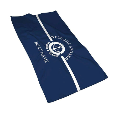 Stylish Customizable Dark Blue Nautical Microfiber Towel Set - Luxury Redefined for Every Occasion - Très Elite