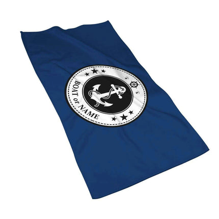 Stylish Customizable Dark Blue Nautical Microfiber Towel Set - Luxury Redefined for Every Occasion - Très Elite
