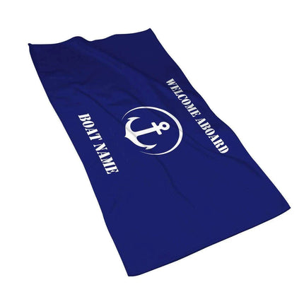 Stylish Customizable Dark Blue Nautical Microfiber Towel Set - Luxury Redefined for Every Occasion - Très Elite