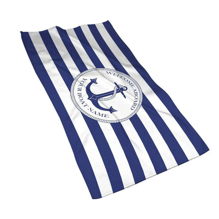 Stylish Customizable Dark Blue Nautical Microfiber Towel Set - Luxury Redefined for Every Occasion - Très Elite
