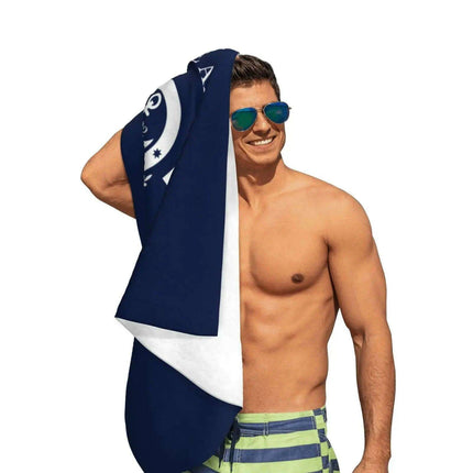 Stylish Customizable Dark Blue Nautical Microfiber Towel Set - Luxury Redefined for Every Occasion - Très Elite