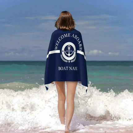 Stylish Customizable Dark Blue Nautical Microfiber Towel Set - Luxury Redefined for Every Occasion - Très Elite