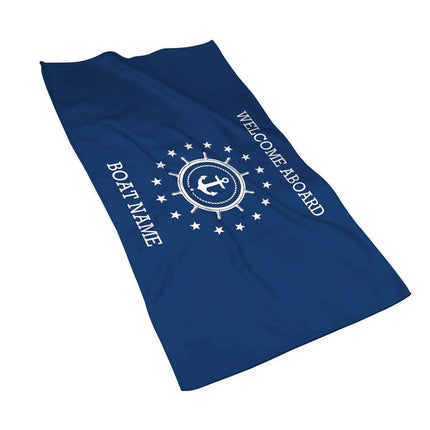 Stylish Customizable Dark Blue Nautical Microfiber Towel Set - Luxury Redefined for Every Occasion - Très Elite