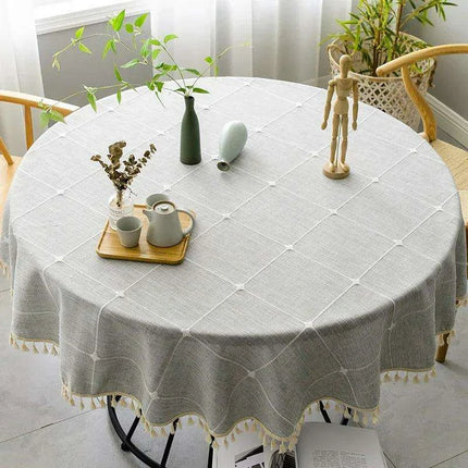 Stylish Customizable Plaid Cotton Linen Tablecloth - Elevate Your Dining Experience - Très Elite