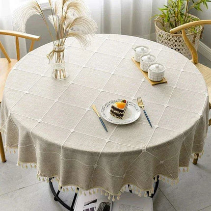 Stylish Customizable Plaid Cotton Linen Tablecloth - Elevate Your Dining Experience - Très Elite