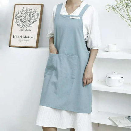 Stylish Denim and Linen Blend Apron for Women - Perfect for Cooking and Crafting..