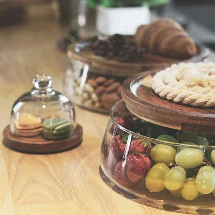 Stylish Eco-Friendly Glass Storage Jars with Acacia Wood Lids for Chic Kitchen Organization - Très Elite