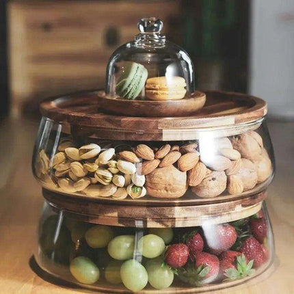 Stylish Eco-Friendly Glass Storage Jars with Acacia Wood Lids for Chic Kitchen Organization - Très Elite
