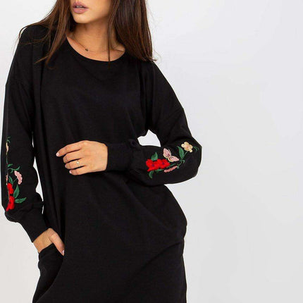 Stylish Embroidered Casual Tracksuit Dress With Pockets - Très Elite