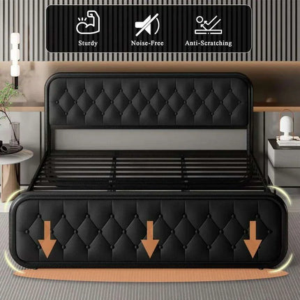 Stylish Faux Leather Bed Frame with Sturdy Support and Smart Under-Bed Storage Solutions- Très Elite- Très Elite
