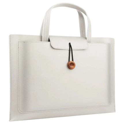 Stylish Faux Leather Laptop Tote with Innovative Features for MacBook Air and Tech Essentials - Très Elite