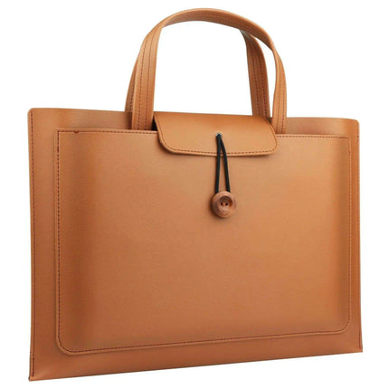 Stylish Faux Leather Laptop Tote with Innovative Features for MacBook Air and Tech Essentials - Très Elite