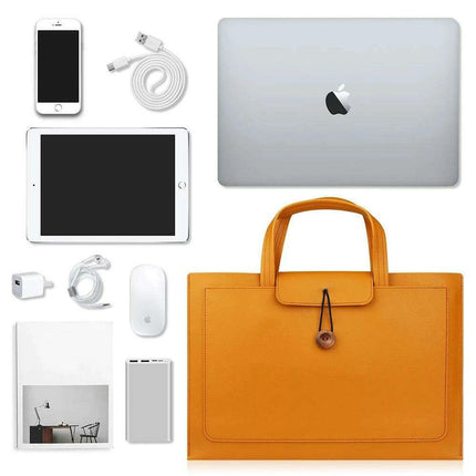 Stylish Faux Leather Laptop Tote with Innovative Features for MacBook Air and Tech Essentials - Très Elite