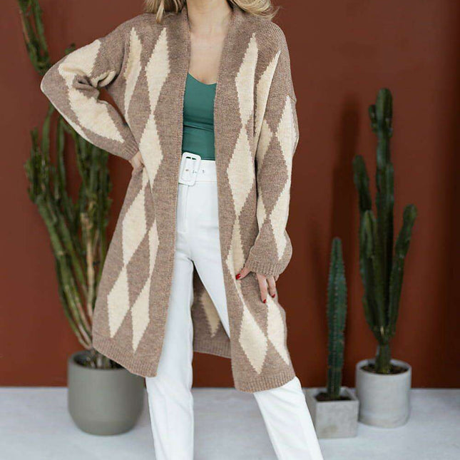 Stylish Geometric Knit Cardigan