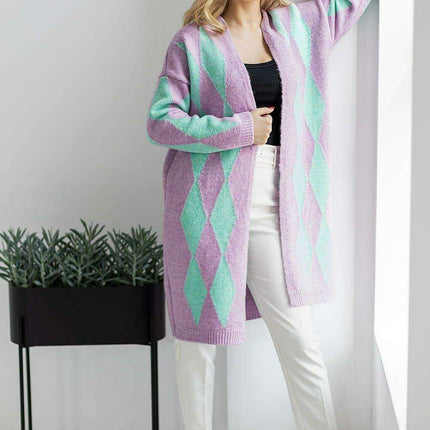 Stylish Geometric Knit Cardigan