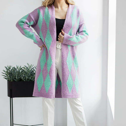 Stylish Geometric Knit Cardigan - Très Elite