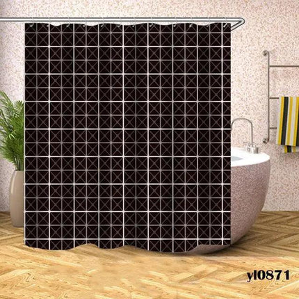 Stylish Geometric Plaid Shower Curtain - Très Elite