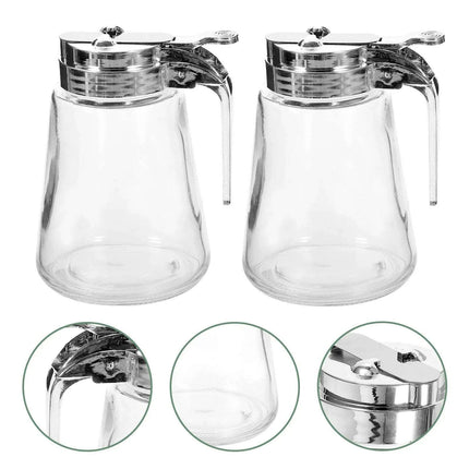 Stylish Glass and Stainless Steel Syrup & Cream Dispenser Duo - Essential Kitchen Set - Très Elite