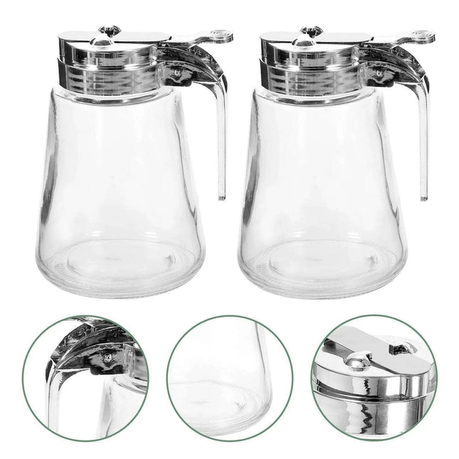 Stylish Glass and Stainless Steel Syrup & Cream Dispenser Duo - Essential Kitchen Set