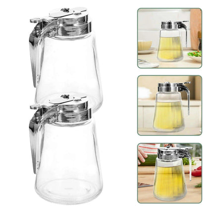 Stylish Glass and Stainless Steel Syrup & Cream Dispenser Duo - Essential Kitchen Set - Très Elite