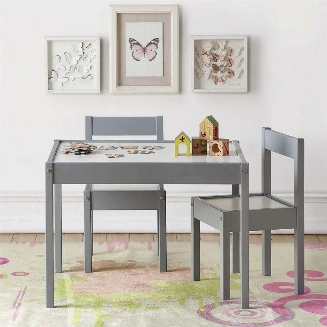 Stylish Gray and White Children’s Table and Chair Set - Perfect for Homeschooling Environments