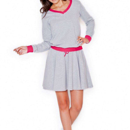 Stylish Grey Cotton Sweatshirt with Chic Cheese Neckline by Katrus - Très Elite
