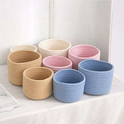 Stylish Handwoven Cotton Rope Basket for Home Organization and Storage - Très Elite