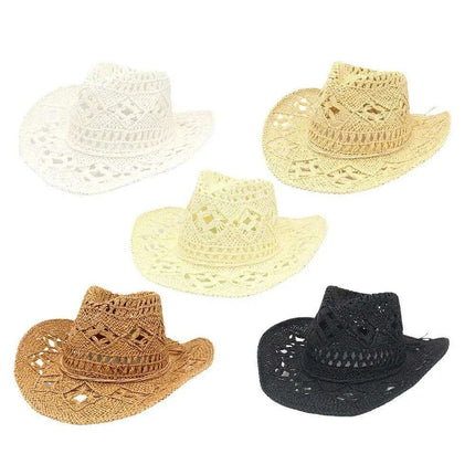 Stylish Handwoven Cowboy Straw Hat for Summer Outdoor Activities - Breathable Wide Brim Sun Protection Cap for Men and Women - Très Elite