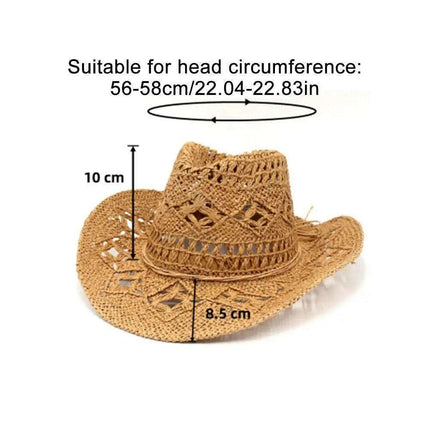 Stylish Handwoven Cowboy Straw Hat for Summer Outdoor Activities - Breathable Wide Brim Sun Protection Cap for Men and Women - Très Elite