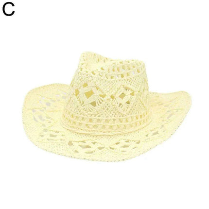 Stylish Handwoven Cowboy Straw Hat for Summer Outdoor Activities - Breathable Wide Brim Sun Protection Cap for Men and Women - Très Elite
