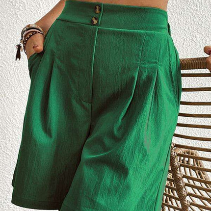 Stylish High-Waisted Button-Up Summer Shorts for Trendsetting Women - Très Elite