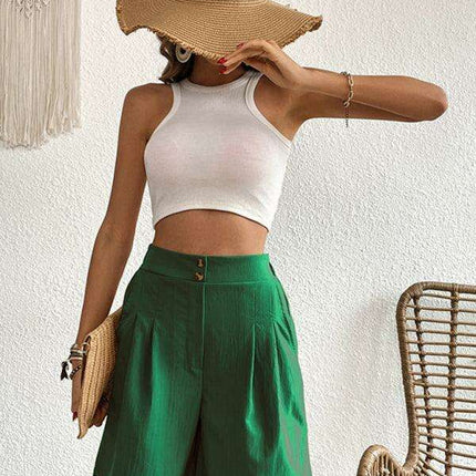 Stylish High-Waisted Button-Up Summer Shorts for Trendsetting Women - Très Elite