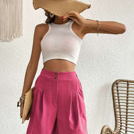 Stylish High-Waisted Button-Up Summer Shorts for Trendsetting Women - Très Elite