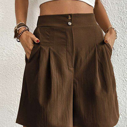 Stylish High-Waisted Button-Up Summer Shorts for Trendsetting Women - Très Elite