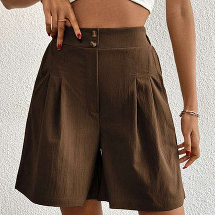 Stylish High-Waisted Button-Up Summer Shorts for Trendsetting Women - Très Elite