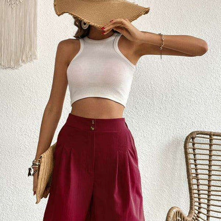 Stylish High-Waisted Button-Up Summer Shorts for Trendsetting Women - Très Elite