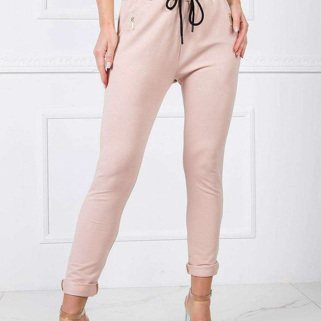 Stylish High-Waisted Cotton Blend Lounge Trousers