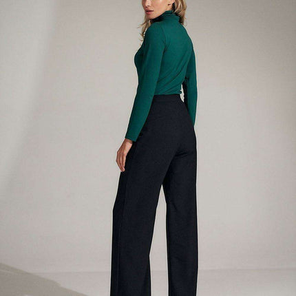 Stylish High-Waisted Plaid Flared Trousers with Discreet Zipper Front - Très Elite