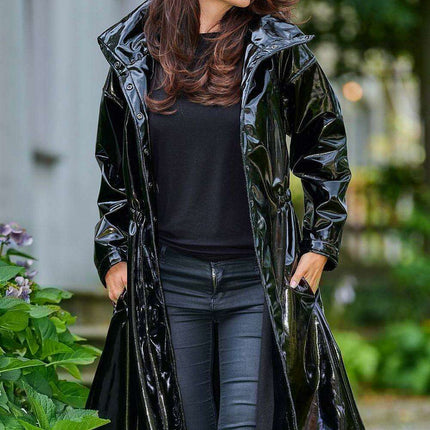 Stylish Knee-Length Adjustable Waist Waterproof Raincoat - Très Elite