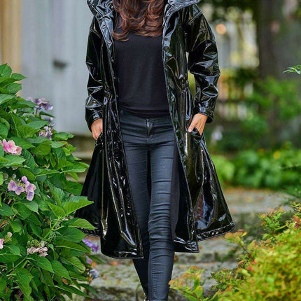 Stylish Knee-Length Adjustable Waist Waterproof Raincoat - Très Elite