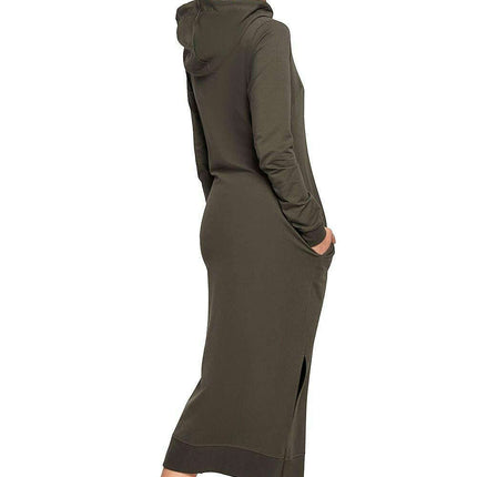 Stylish Knit Hooded Dress with Drawstring - Très Elite