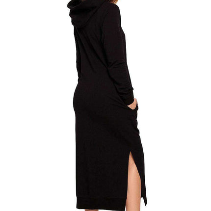 Stylish Knit Hooded Dress with Drawstring - Très Elite