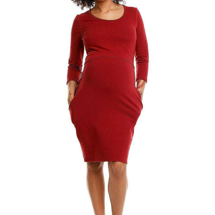 Stylish Knit Maternity Dress with Hidden Nursing Access and Practical Pockets - Très Elite