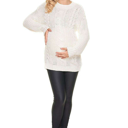 Stylish Maternity Knit Sweater - Beautifully Braided Front & Sophisticated Stand-Up Collar - Très Elite