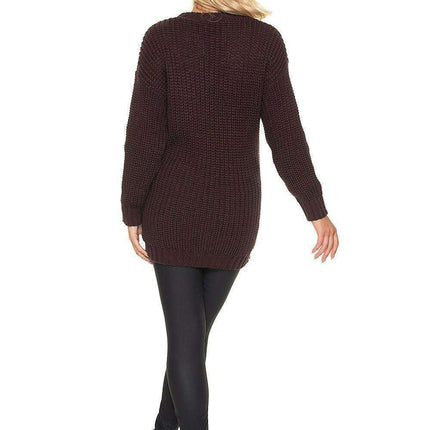 Stylish Maternity Knit Sweater - Beautifully Braided Front & Sophisticated Stand-Up Collar - Très Elite