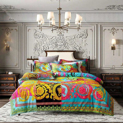 Stylish Modern Cotton Bedding Collection with Vibrant Digital Designs - Duvet Cover, Fitted Sheet & Pillowcases- Très Elite- Très Elite