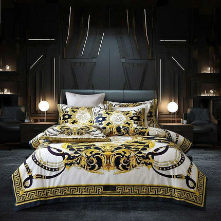 Stylish Modern Cotton Bedding Collection with Vibrant Digital Designs - Duvet Cover, Fitted Sheet & Pillowcases- Très Elite- Très Elite